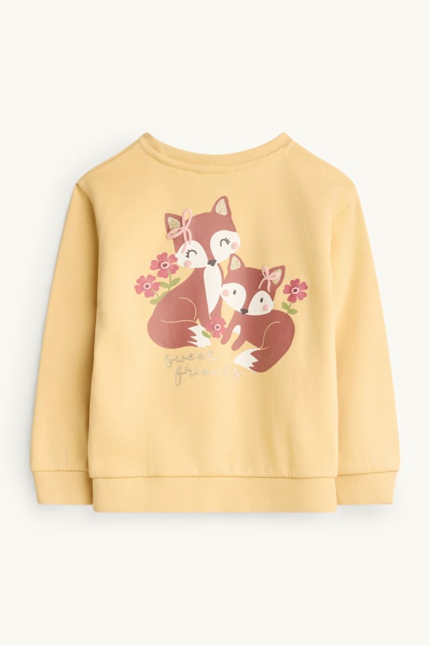 Children Girls - Fox - set - sweatshirt and bag - 2 piece - light yellow
