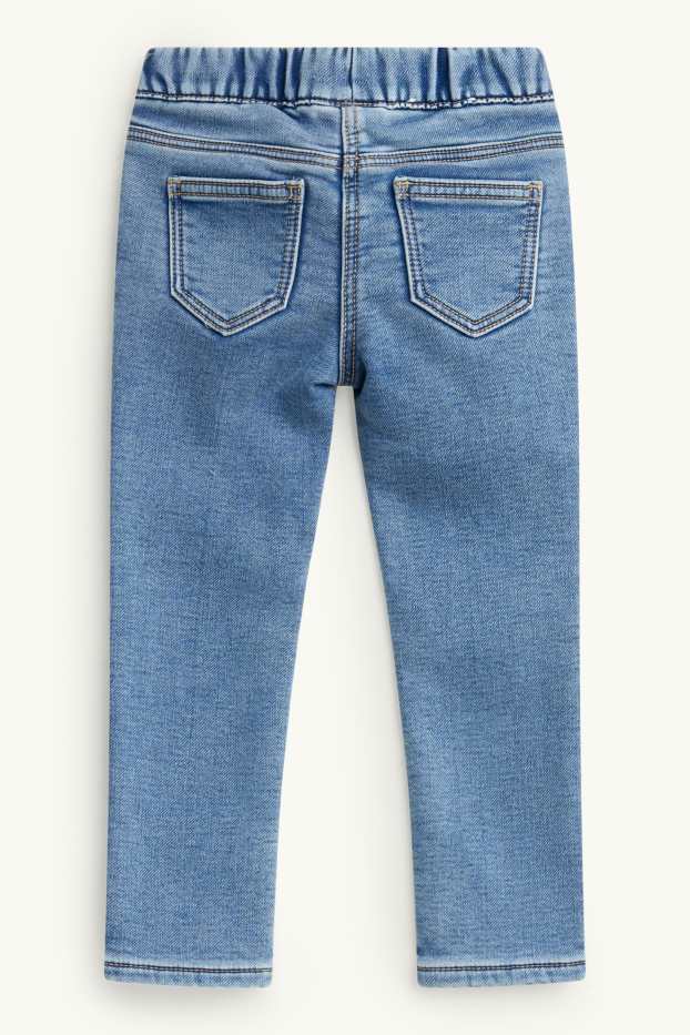 Children Girls - Butterfly - jegging jeans - thermal jeggings - shiny - denim-light blue