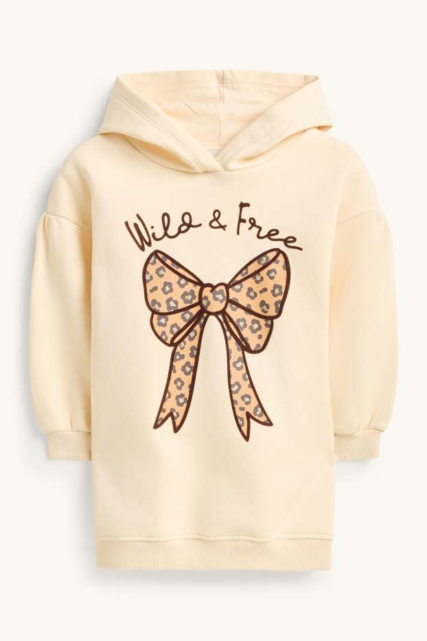 Children Girls - Bow - set - hoodie and flared leggings - 2 piece - cremewhite