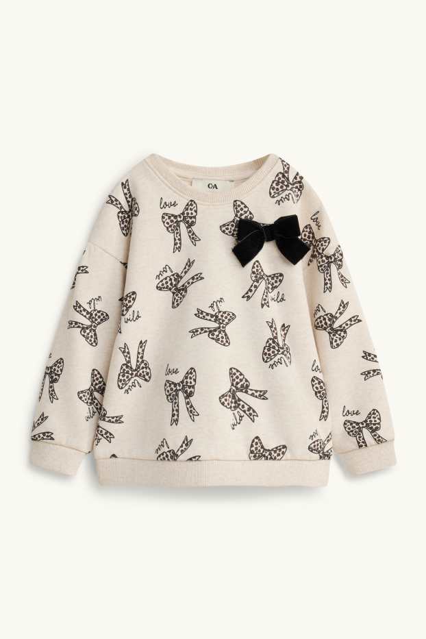 Children Girls - Bow - sweatshirt - black / beige