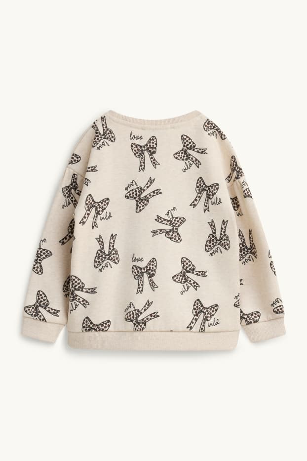 Children Girls - Bow - sweatshirt - black / beige