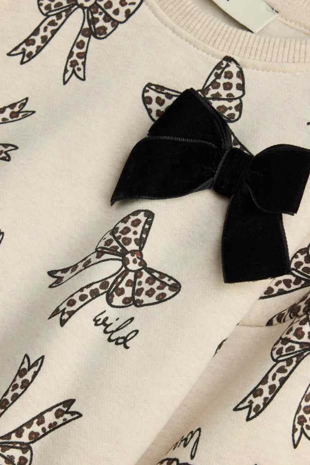 Children Girls - Bow - sweatshirt - black / beige