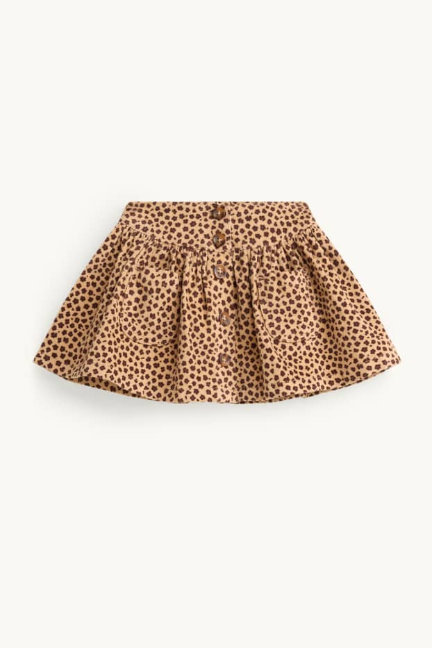 Children Girls - Corduroy skirt - patterned - LYCRA® - beige / brown