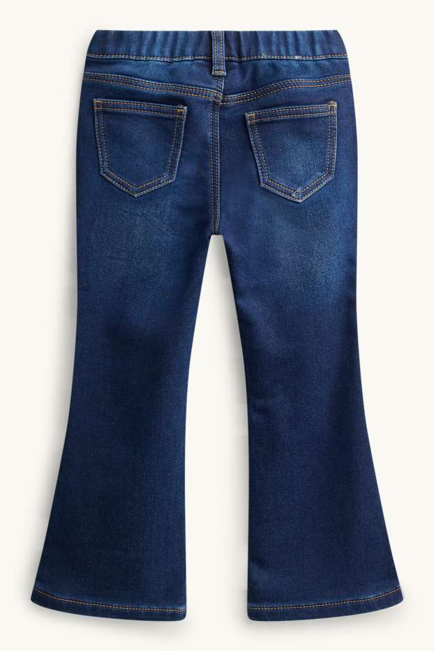 Children Girls - Floral - jegging jeans - thermal jeans - blue denim
