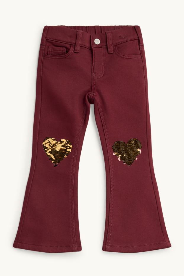 Children Girls - Flared thermal trousers - shiny - bordeaux