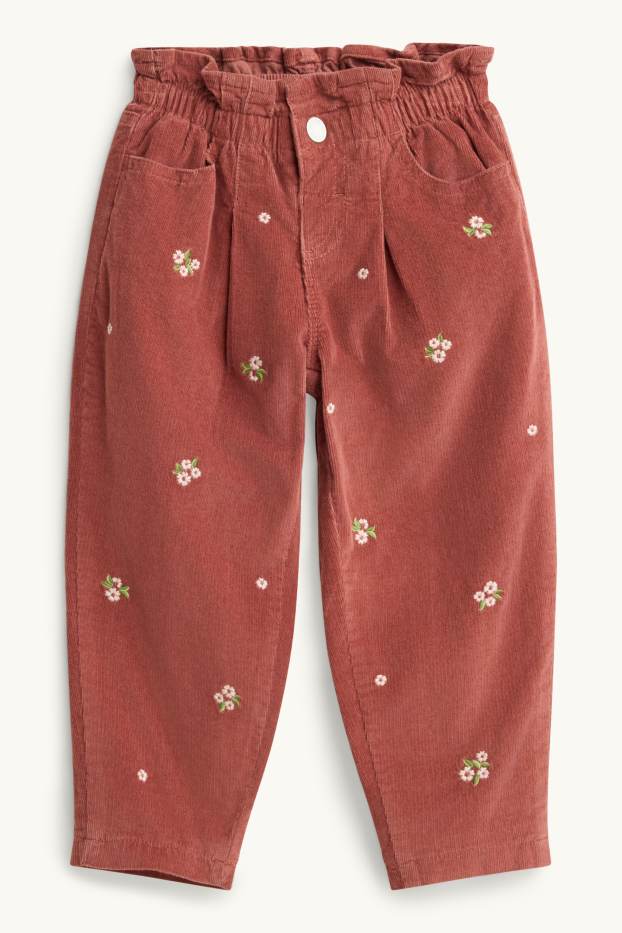 Children Girls - Floral - thermal trousers - LYCRA® - dark red
