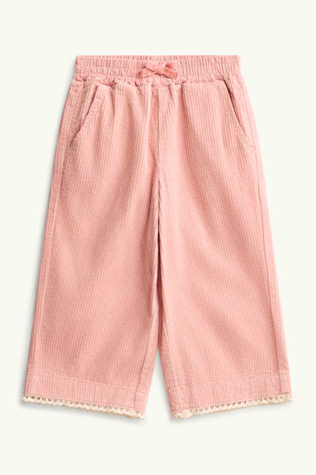 Children Girls - Thermal corduroy trousers - wide leg - pale pink