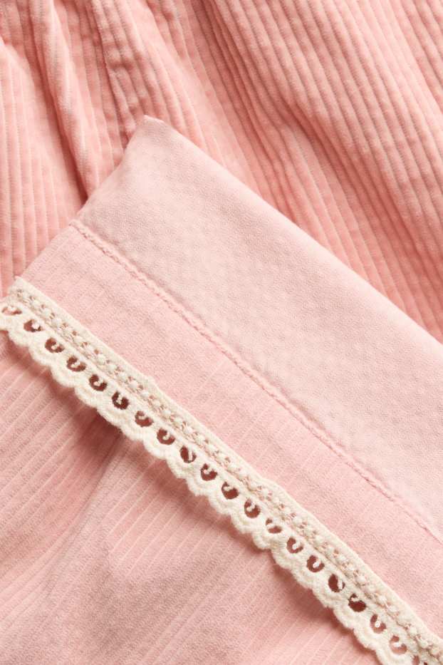 Children Girls - Thermal corduroy trousers - wide leg - pale pink