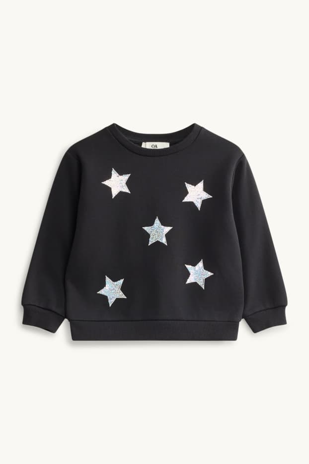 Star - set - sweatshirt and skirt - 2 piece - shiny - black
