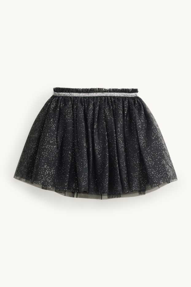 Star - set - sweatshirt and skirt - 2 piece - shiny - black
