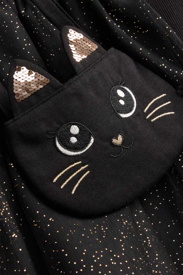 Cat - set - dress and bag - shiny - 2 piece - black