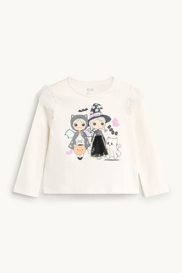 Halloween - girl, ghost - long sleeve top - shiny - cremewhite