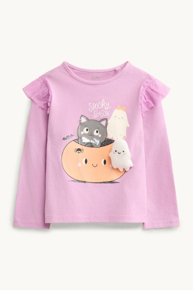 Set - Halloween - pumpkin, cat - long sleeve top and Alice band - lilac