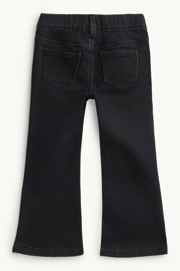 Children Girls - Star - flared jeans - thermal jeans - black