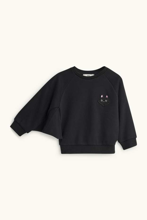Halloween - bat - sweatshirt with bat wing sleeves - black