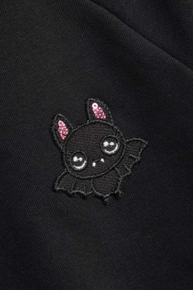 Halloween - bat - sweatshirt with bat wing sleeves - black