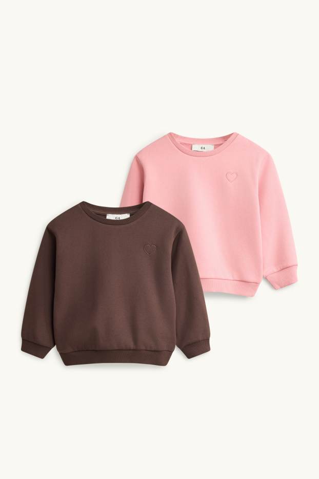 Children Girls - Multipack of 2 - heart - sweatshirt - brown / rose