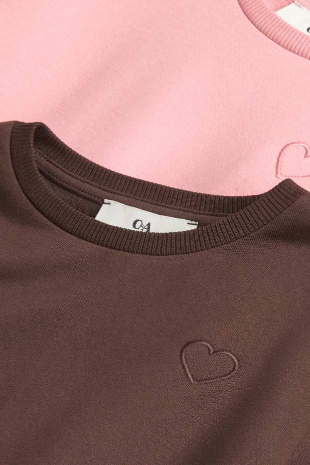 Children Girls - Multipack of 2 - heart - sweatshirt - brown / rose