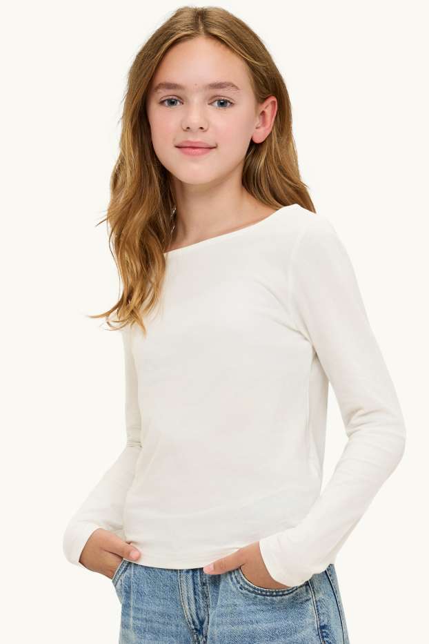 Children Girls - Multipack of 3 - long sleeve top - brown / cremewhite