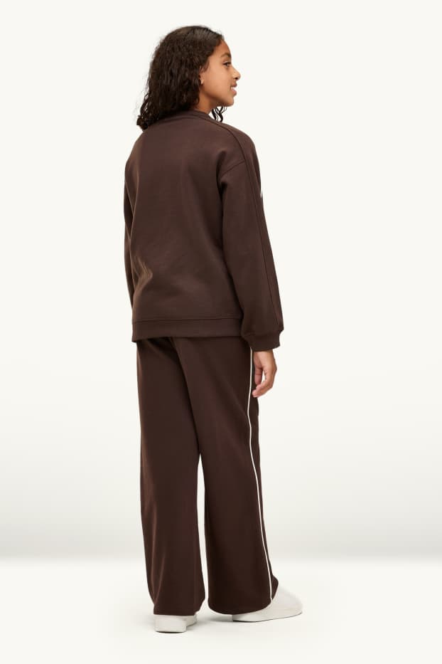Children Girls - Stockholm - set - sweatshirt and joggers - 2 piece - dark brown