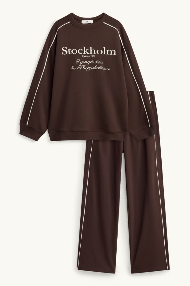 Children Girls - Stockholm - set - sweatshirt and joggers - 2 piece - dark brown
