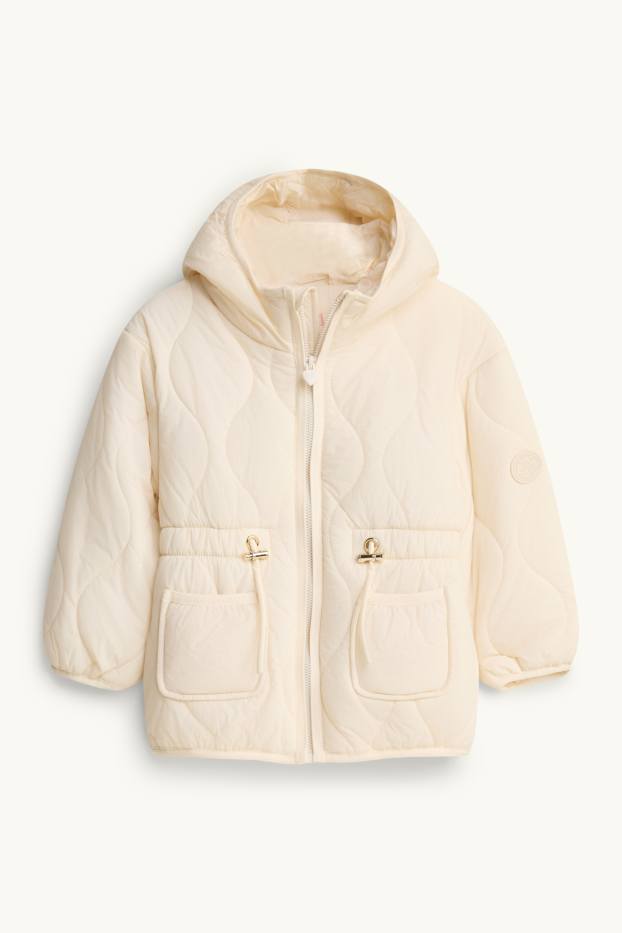 Children Girls - Heart - quilted jacket with hood - lined - water-repellent - creme