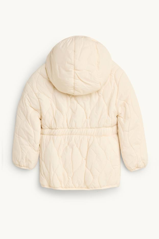 Children Girls - Heart - quilted jacket with hood - lined - water-repellent - creme