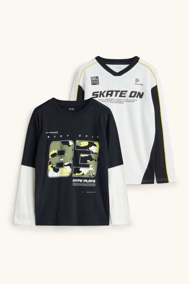 Children Boys - Multipack of 2 - skate - long sleeve top - black / white