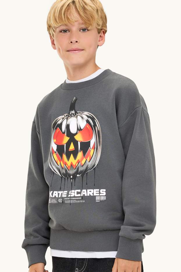 Halloween - pumpkin - sweatshirt - gray