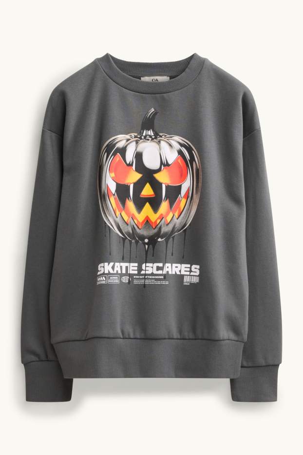 Halloween - pumpkin - sweatshirt - gray