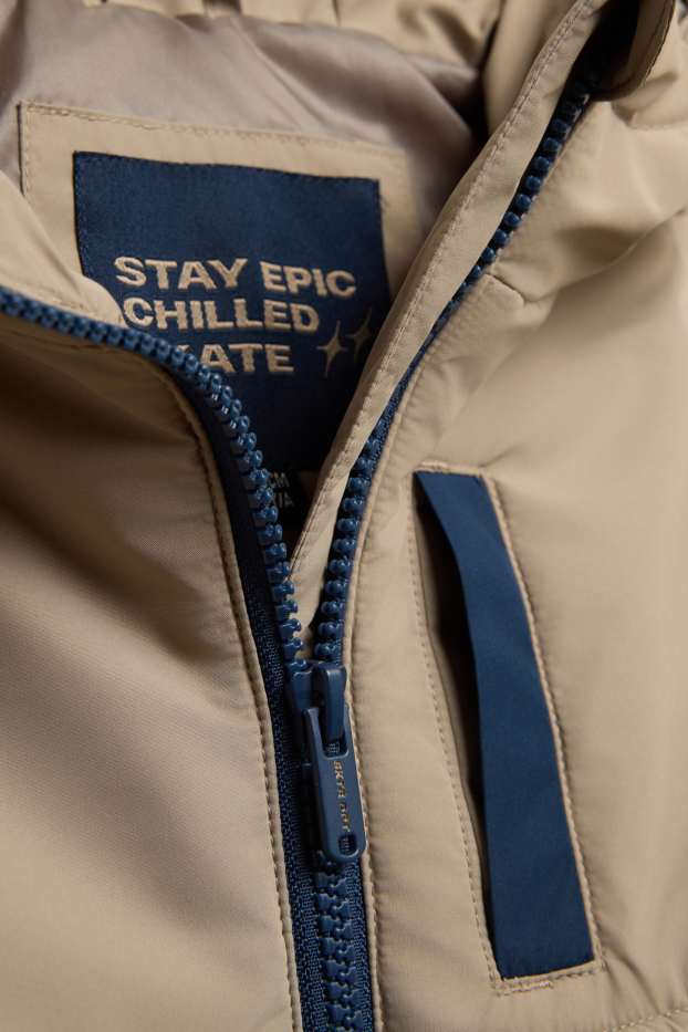 Children Boys - Jacket with hood - lined - beige / beige