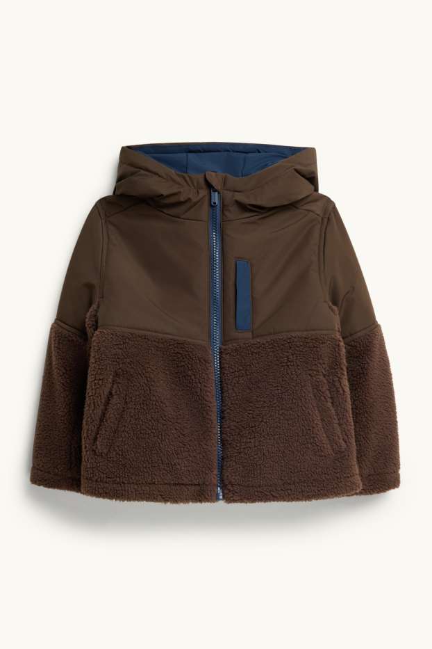Children Boys - Jacket with hood - lined - brown
