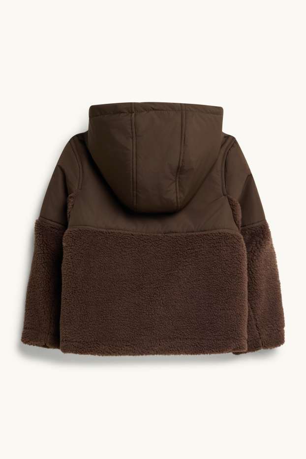 Children Boys - Jacket with hood - lined - brown