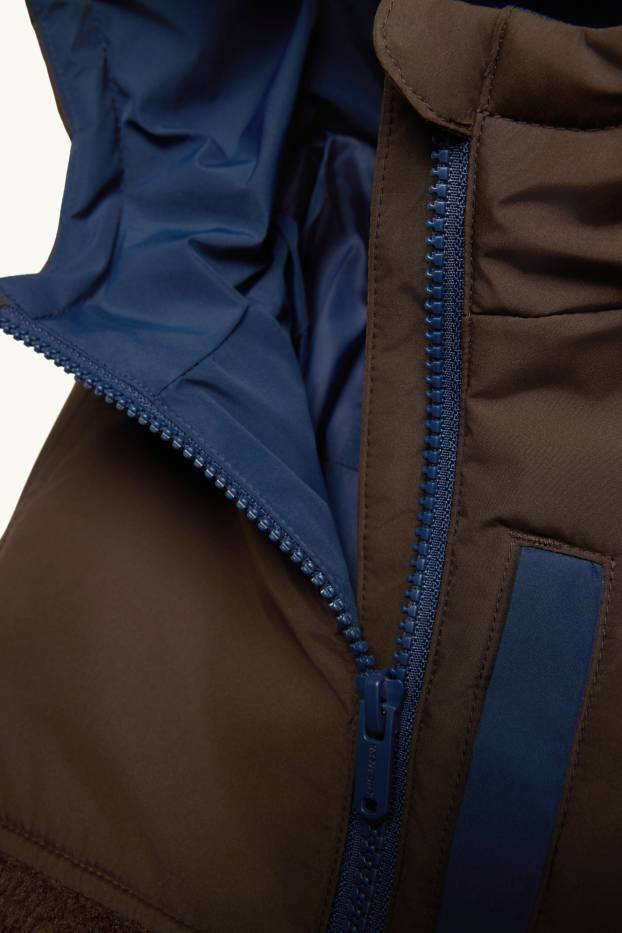Children Boys - Jacket with hood - lined - brown