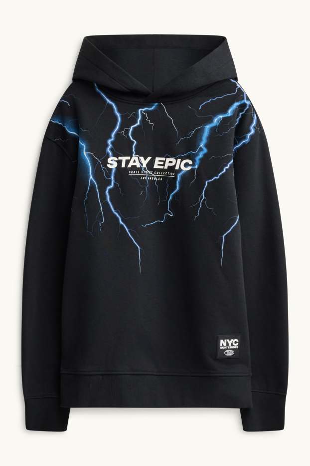 Set - lightning - hoodie and joggers - 2 piece - blue / black