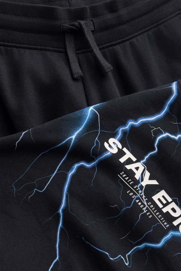 Set - lightning - hoodie and joggers - 2 piece - blue / black