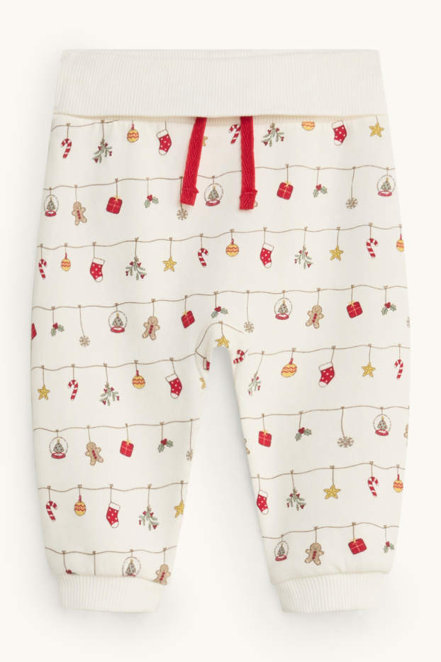 Baby Boys - Bear and Christmas tree - newborn Christmas outfit - red / cremewhite