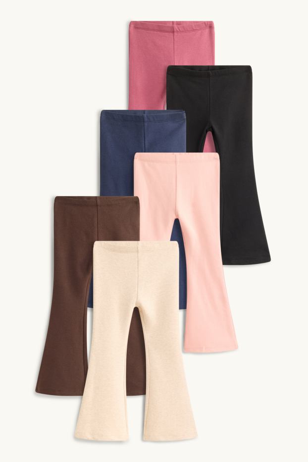 Children Girls - Multipack of 6 - flared winter leggings - rose / blue