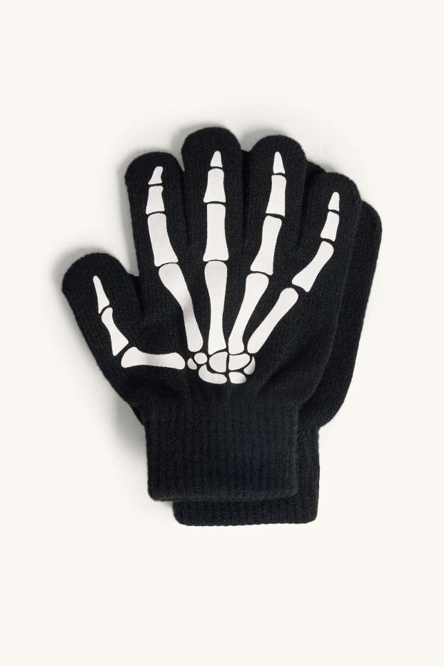 Halloween - skeleton - gloves - glow-in-the-dark - black