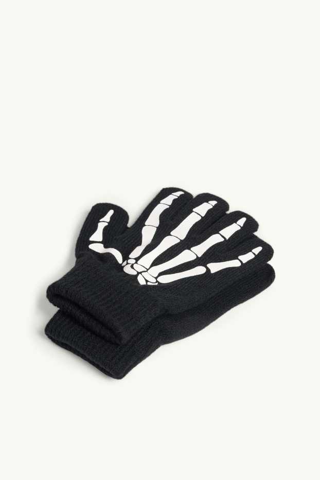 Halloween - skeleton - gloves - glow-in-the-dark - black