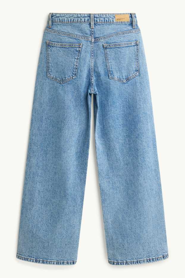 Children Girls - Star - wide leg jeans - blue denim