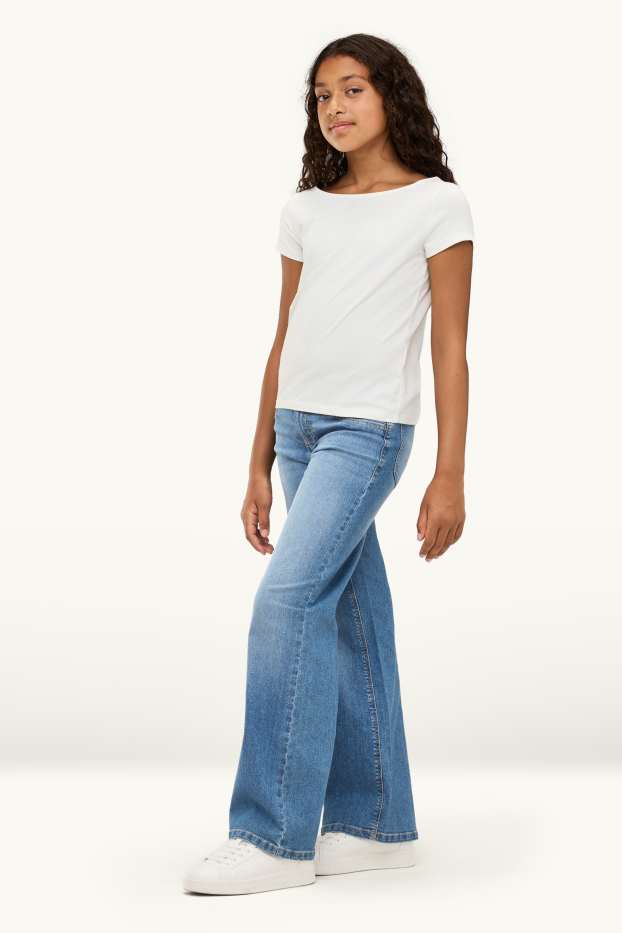 Children Girls - Wide leg jeans - blue denim