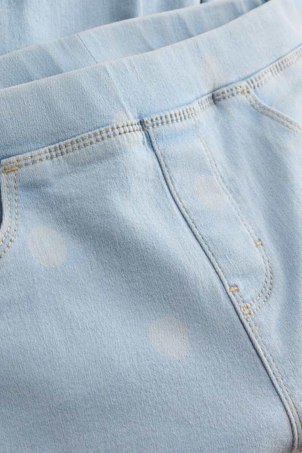Children Girls - Wide leg jeggings - polka dot - denim-light blue