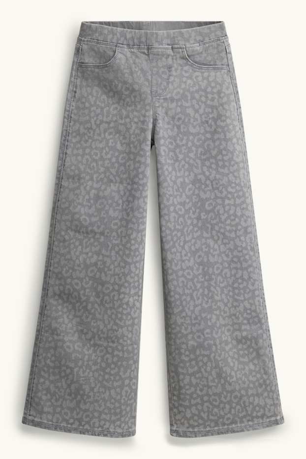 Children Girls - Wide leg jeggings - patterned - gray