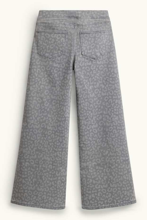 Children Girls - Wide leg jeggings - patterned - gray