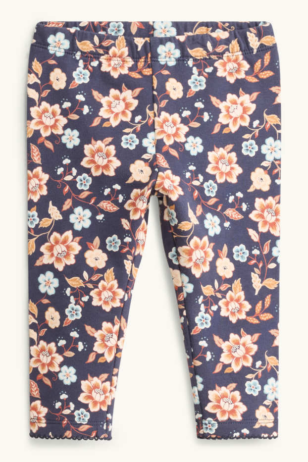 Baby Girls - Floral - thermal baby outfit - 3 piece - brown / dark blue