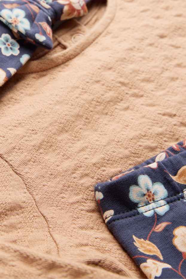 Baby Girls - Floral - thermal baby outfit - 3 piece - brown / dark blue