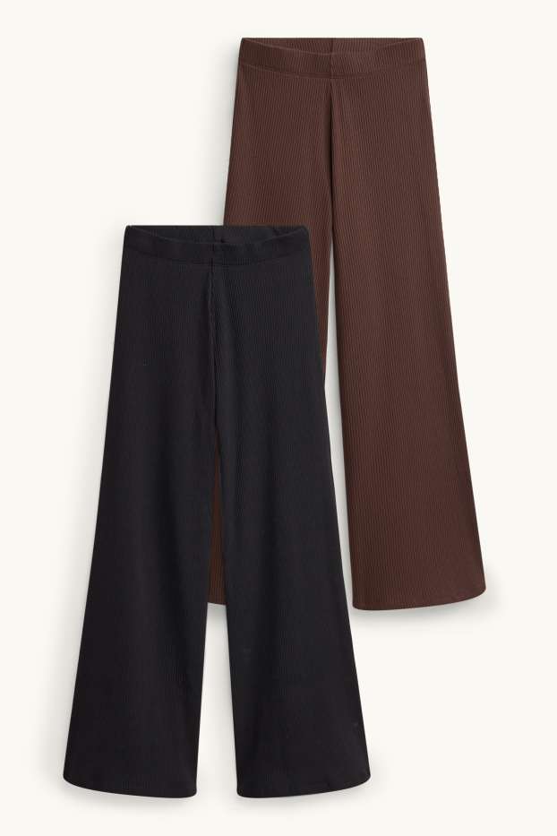 Children Girls - Multipack of 2 - jersey trousers - ribbed - black