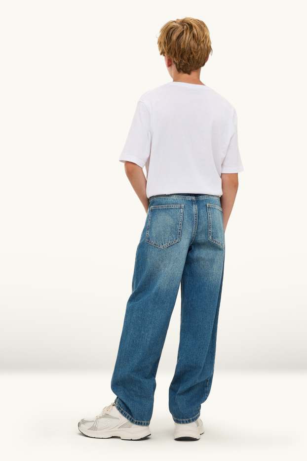 Children Boys - Loose fit jeans - extra-wide waistband - blue denim