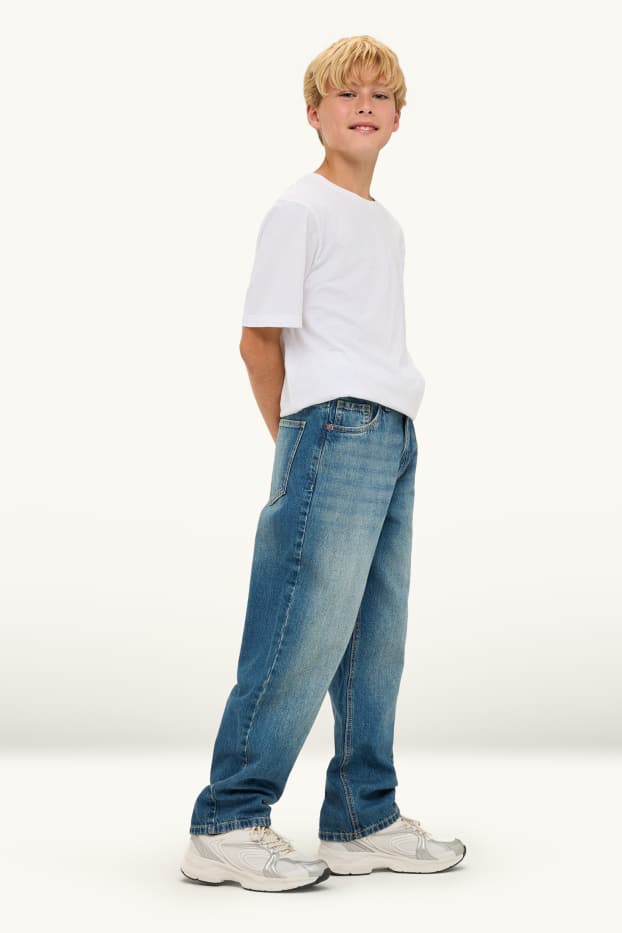 Children Boys - Loose fit jeans - extra-wide waistband - blue denim